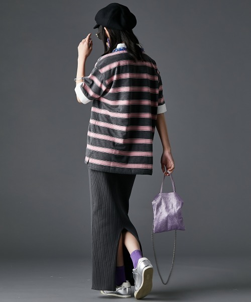 GEVS.（ジェイヴィス）の「ワイドリブロングニットタイトスカート ＜大きいサイズ有＞GEVS.（スカート・レディース・チャコール/ブルー/ピンク/グリーン/パープル/ブラック/レッド/オレンジ/イエロー・3L/5L/L/4L/LL/M）」の22枚目の写真