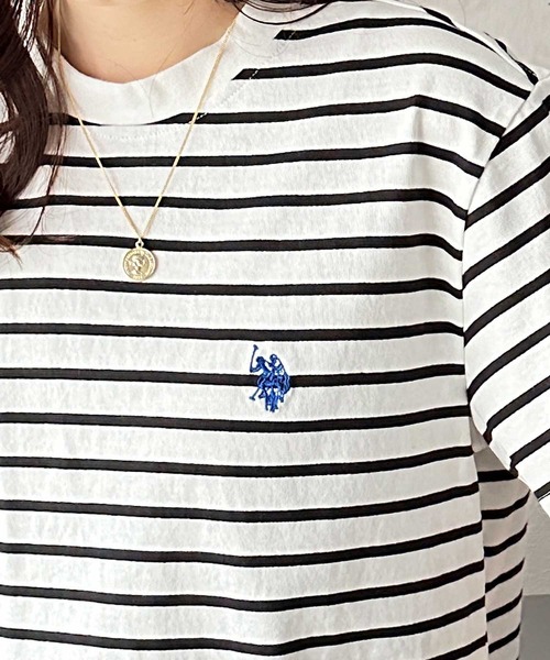U.S. POLO ASSN.（ユーエスポロアッスン）の「GeeRA別注【新色追加☆】U.S. POLO ASSN.ショート丈Ｔシャツ（Tシャツ/カットソー・レディース・ネイビー/ブラック/ピンク/オフホワイト/ホワイト系その他/チャコール・MEDIUM/X-LARGE/LARGE）」の20枚目の写真