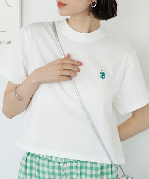 U.S. POLO ASSN.（ユーエスポロアッスン）の「GeeRA別注【新色追加☆】U.S. POLO ASSN.ショート丈Ｔシャツ（Tシャツ/カットソー・レディース・ネイビー/ブラック/ピンク/オフホワイト/ホワイト系その他/チャコール・MEDIUM/X-LARGE/LARGE）」の17枚目の写真