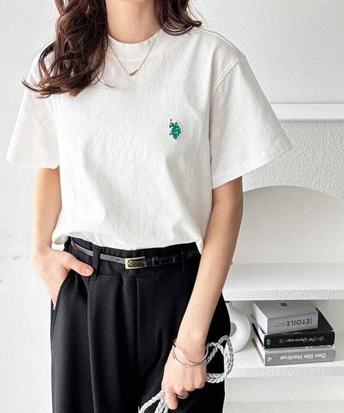U.S. POLO ASSN.（ユーエスポロアッスン）の「GeeRA別注【新色追加☆】U.S. POLO ASSN.ショート丈Ｔシャツ（Tシャツ/カットソー・レディース・ネイビー/ブラック/ピンク/オフホワイト/ホワイト系その他/チャコール・MEDIUM/X-LARGE/LARGE）」の13枚目の写真