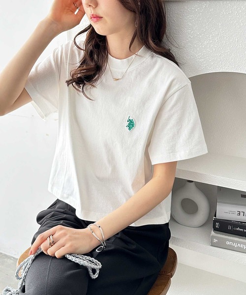 U.S. POLO ASSN.（ユーエスポロアッスン）の「GeeRA別注【新色追加☆】U.S. POLO ASSN.ショート丈Ｔシャツ（Tシャツ/カットソー・レディース・ネイビー/ブラック/ピンク/オフホワイト/ホワイト系その他/チャコール・MEDIUM/X-LARGE/LARGE）」の11枚目の写真