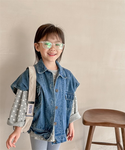 aimoha（アイモハ）の「【aimoha-KIDS-】子供服　万能ノースリーブデニムジャケット　ベスト（デニムジャケット・キッズ・ブルー・80/90/100/110/120/130）」の16枚目の写真