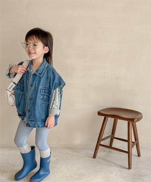 aimoha（アイモハ）の「【aimoha-KIDS-】子供服　万能ノースリーブデニムジャケット　ベスト（デニムジャケット・キッズ・ブルー・80/90/100/110/120/130）」の9枚目の写真