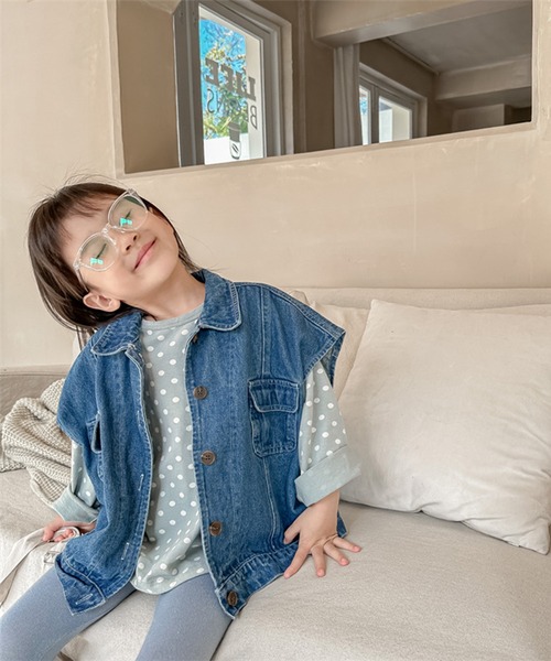 aimoha（アイモハ）の「【aimoha-KIDS-】子供服　万能ノースリーブデニムジャケット　ベスト（デニムジャケット・キッズ・ブルー・80/90/100/110/120/130）」の6枚目の写真