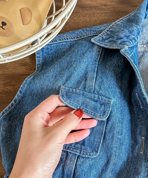 aimoha（アイモハ）の「【aimoha-KIDS-】子供服　万能ノースリーブデニムジャケット　ベスト（デニムジャケット・キッズ・ブルー・80/90/100/110/120/130）」の21枚目の写真