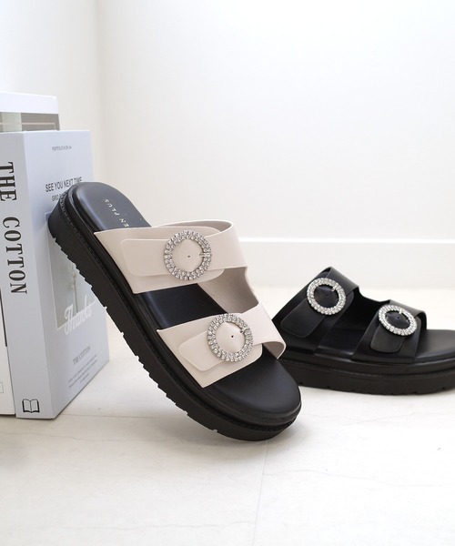 AmiAmi（アミアミ）の「コンフォートビジューサンダル（サンダル・レディース・ブラック/アイボリー・L/LL/M/S）」の22枚目の写真