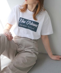 HER CLOSET | 【shemoshelly】WEB限定白抜きプリントロゴTシャツ(Tシャツ/カットソー)