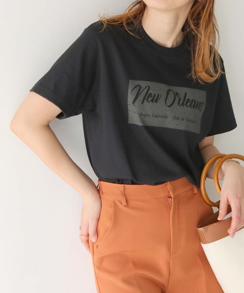 HER CLOSET(ハークローゼット)の「【shemoshelly】WEB限定白抜きプリントロゴTシャツ(Tシャツ/カットソー・レディース・ネイビー/ホワイト/ブラック・S/M/L)」の3枚目の写真