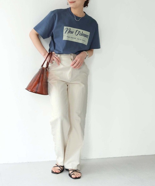 HER CLOSET(ハークローゼット)の「【shemoshelly】WEB限定白抜きプリントロゴTシャツ(Tシャツ/カットソー・レディース・ネイビー/ホワイト/ブラック・S/M/L)」の22枚目の写真