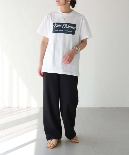 HER CLOSET(ハークローゼット)の「【shemoshelly】WEB限定白抜きプリントロゴTシャツ(Tシャツ/カットソー・レディース・ネイビー/ホワイト/ブラック・S/M/L)」の11枚目の写真