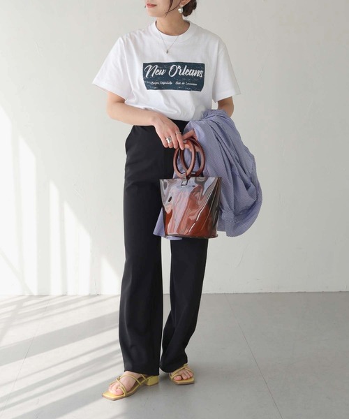 HER CLOSET(ハークローゼット)の「【shemoshelly】WEB限定白抜きプリントロゴTシャツ(Tシャツ/カットソー・レディース・ネイビー/ホワイト/ブラック・S/M/L)」の9枚目の写真