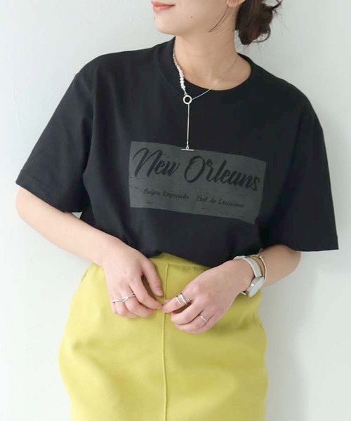 HER CLOSET(ハークローゼット)の「【shemoshelly】WEB限定白抜きプリントロゴTシャツ(Tシャツ/カットソー・レディース・ネイビー/ホワイト/ブラック・S/M/L)」の17枚目の写真