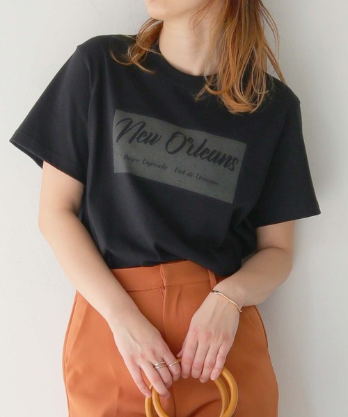 HER CLOSET(ハークローゼット)の「【shemoshelly】WEB限定白抜きプリントロゴTシャツ(Tシャツ/カットソー・レディース・ネイビー/ホワイト/ブラック・S/M/L)」の13枚目の写真