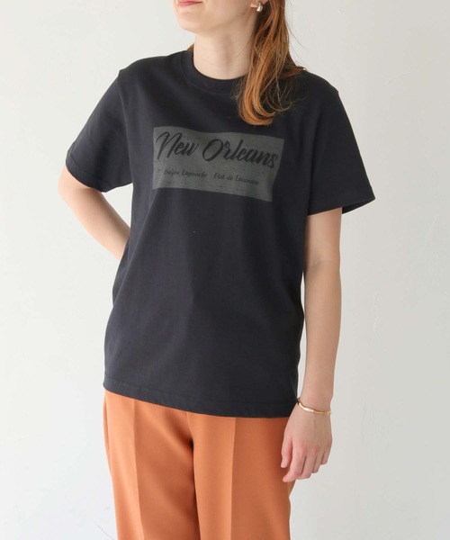 HER CLOSET(ハークローゼット)の「【shemoshelly】WEB限定白抜きプリントロゴTシャツ(Tシャツ/カットソー・レディース・ネイビー/ホワイト/ブラック・S/M/L)」の15枚目の写真