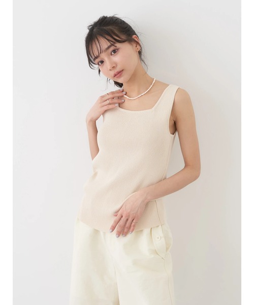 earth music&ecology（アースミュージックアンドエコロジー）の「2WAYリブニットタンクトップ（インナーウェア/肌着・レディース・ブラック/イエロー/アイボリー/ブルー・S/M）」の7枚目の写真