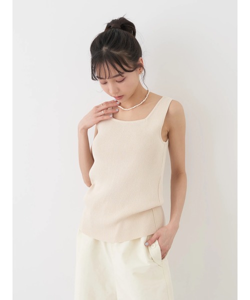 earth music&ecology（アースミュージックアンドエコロジー）の「2WAYリブニットタンクトップ（インナーウェア/肌着・レディース・ブラック/イエロー/アイボリー/ブルー・S/M）」の8枚目の写真