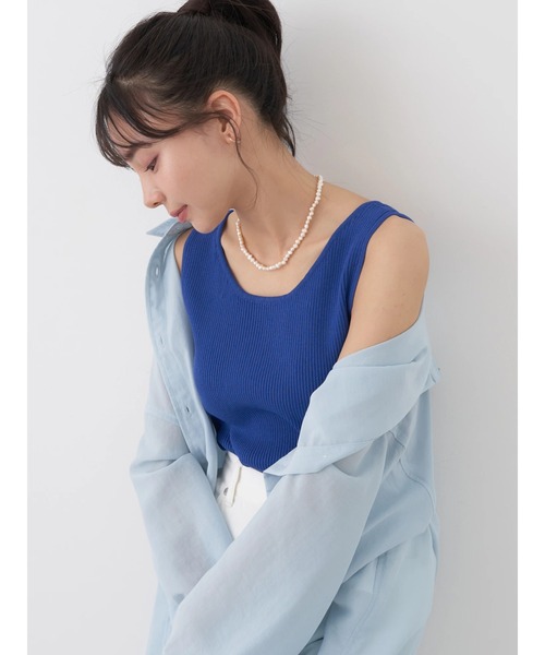 earth music&ecology（アースミュージックアンドエコロジー）の「2WAYリブニットタンクトップ（インナーウェア/肌着・レディース・ブラック/イエロー/アイボリー/ブルー・S/M）」の9枚目の写真