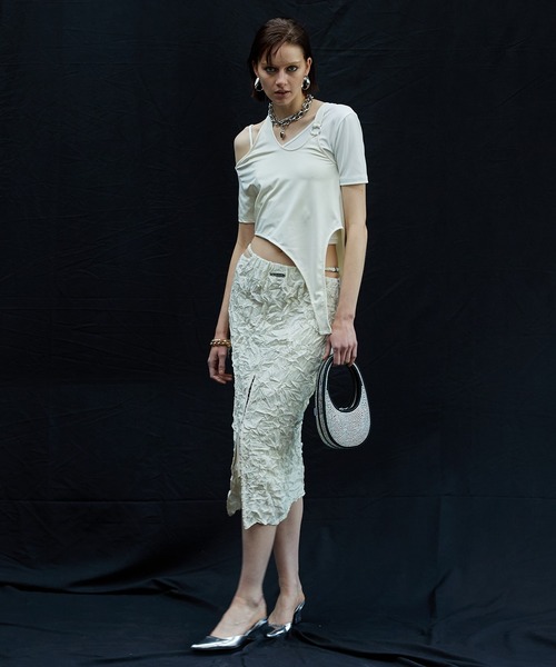 PRANK PROJECT（プランクプロジェクト）の「カッティングトップ / Cutting Top（Tシャツ/カットソー・レディース・グレー/ブラック/アイボリー・FREE）」の5枚目の写真