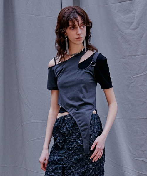 PRANK PROJECT（プランクプロジェクト）の「カッティングトップ / Cutting Top（Tシャツ/カットソー・レディース・グレー/ブラック/アイボリー・FREE）」の9枚目の写真