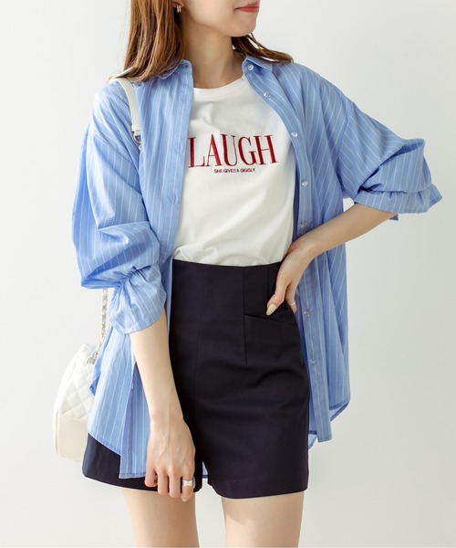 OLIVE des OLIVE(オリーブデオリーブ)の「すっきり美脚ショートパンツ(その他パンツ・レディース・ネイビー/オフホワイト・FREE)」の5枚目の写真