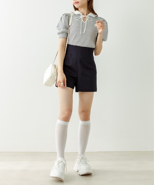 OLIVE des OLIVE(オリーブデオリーブ)の「すっきり美脚ショートパンツ(その他パンツ・レディース・ネイビー/オフホワイト・FREE)」の10枚目の写真