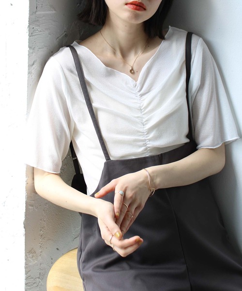 GeeRA(ジーラ)の「Vネックシャーリングカットソー(Tシャツ/カットソー・レディース・グリーン/ブラック/ライトグレー/オフホワイト・LARGE/MEDIUM/SMALL)」の13枚目の写真