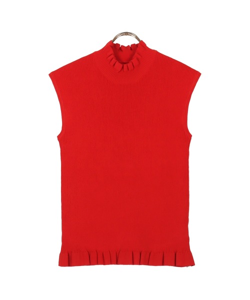 KOBE LETTUCE（コウベレタス）の「モックネックorフリルネック2タイプリブニットトップス（ニット/セーター・レディース・ブラック系/パープル系1/グリーン/グレー/オフホワイト/レッド/グリーン系/パープル系/レッド系/ベージュ系/ブラック/ホワイト系/グレイッシュベージュ/グレー系・B/A）」の14枚目の写真