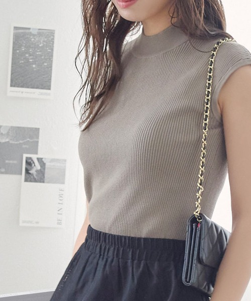 KOBE LETTUCE（コウベレタス）の「モックネックorフリルネック2タイプリブニットトップス（ニット/セーター・レディース・ブラック系/パープル系1/グリーン/グレー/オフホワイト/レッド/グリーン系/パープル系/レッド系/ベージュ系/ブラック/ホワイト系/グレイッシュベージュ/グレー系・B/A）」の21枚目の写真