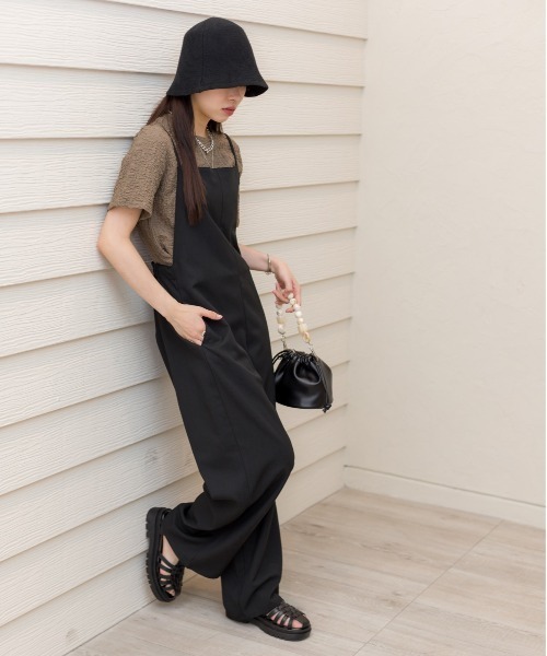 SpRay（スプレイ）の「リネンライクサロペット（つなぎ/オールインワン・レディース・グレイッシュベージュ/カーキ/アイボリー/ブラック/ブラウン・FREE）」の8枚目の写真