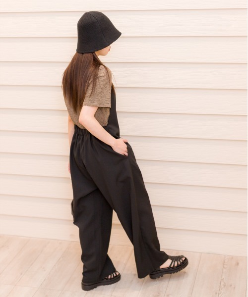 SpRay（スプレイ）の「リネンライクサロペット（つなぎ/オールインワン・レディース・グレイッシュベージュ/カーキ/アイボリー/ブラック/ブラウン・FREE）」の9枚目の写真