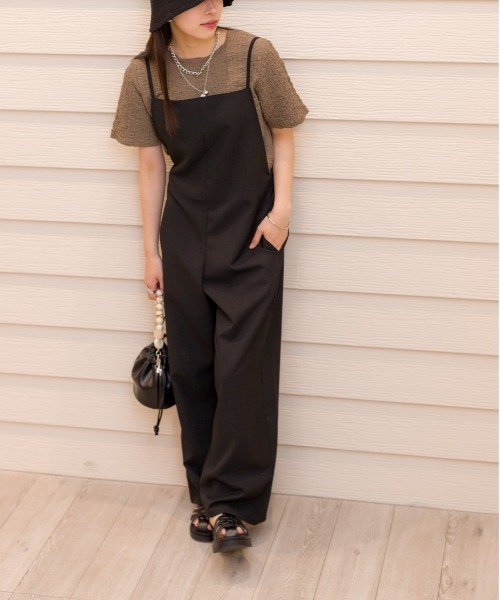 SpRay（スプレイ）の「リネンライクサロペット（つなぎ/オールインワン・レディース・グレイッシュベージュ/カーキ/アイボリー/ブラック/ブラウン・FREE）」の10枚目の写真