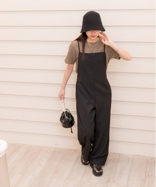 SpRay（スプレイ）の「リネンライクサロペット（つなぎ/オールインワン・レディース・グレイッシュベージュ/カーキ/アイボリー/ブラック/ブラウン・FREE）」の11枚目の写真