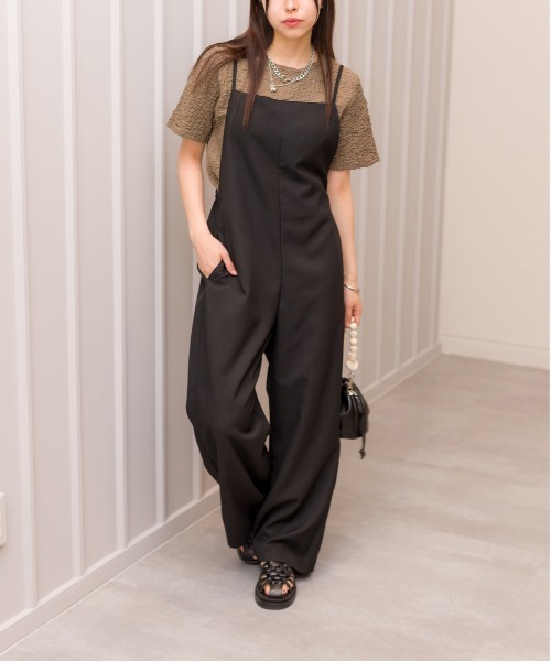 SpRay（スプレイ）の「リネンライクサロペット（つなぎ/オールインワン・レディース・グレイッシュベージュ/カーキ/アイボリー/ブラック/ブラウン・FREE）」の13枚目の写真