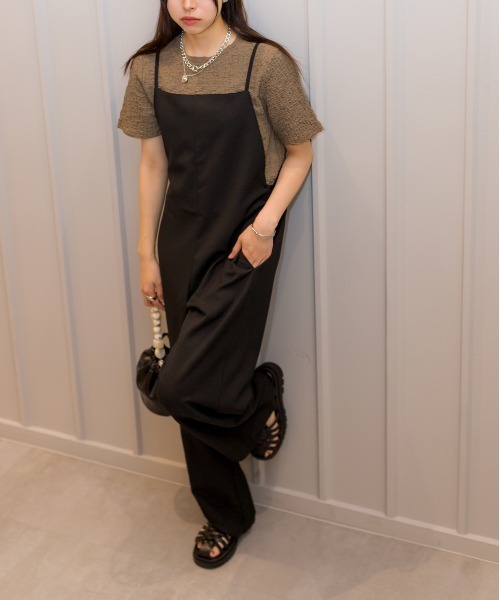 SpRay（スプレイ）の「リネンライクサロペット（つなぎ/オールインワン・レディース・グレイッシュベージュ/カーキ/アイボリー/ブラック/ブラウン・FREE）」の16枚目の写真