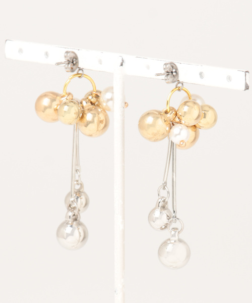 tone（トーン）の「【handmadeaccessory R】mix bubble (ぶら下がりシルバー)(MA)（ピアス（両耳用）・レディース・ゴールド系その他・FREE）」の2枚目の写真