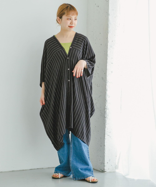 ITEMS URBANRESEARCH(アイテムズ アーバンリサーチ)の「ヨウリュウストライプチュニック(シャツ/ブラウス・レディース・チャコールグレー/ライトベージュ・FREE)」の9枚目の写真