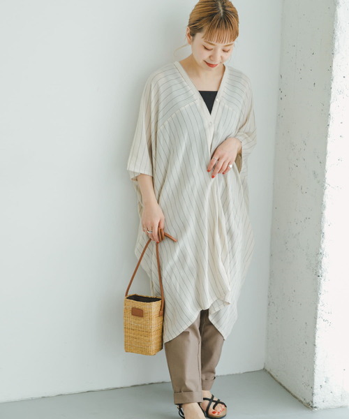 ITEMS URBANRESEARCH(アイテムズ アーバンリサーチ)の「ヨウリュウストライプチュニック(シャツ/ブラウス・レディース・チャコールグレー/ライトベージュ・FREE)」の15枚目の写真
