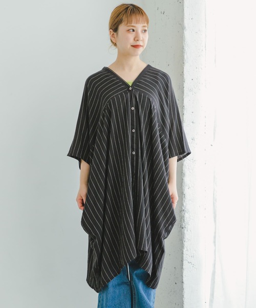 ITEMS URBANRESEARCH(アイテムズ アーバンリサーチ)の「ヨウリュウストライプチュニック(シャツ/ブラウス・レディース・チャコールグレー/ライトベージュ・FREE)」の19枚目の写真