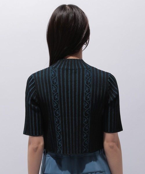 HARE(ハレ)の「クロップドガラハイネックニット(HARE)(ニット/セーター・レディース・ブラック/オレンジ・FREE)」の9枚目の写真