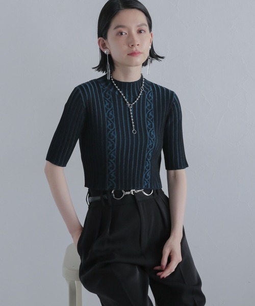 HARE(ハレ)の「クロップドガラハイネックニット(HARE)(ニット/セーター・レディース・ブラック/オレンジ・FREE)」の20枚目の写真