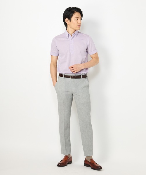 CROWDED CLOSET（クラウデッドクローゼット）の「【セオアルファ】鹿の子生地ボタンダウン ポロシャツ（ポロシャツ・メンズ・ライトグレー/パープル/ブルー・02/03/04）」の6枚目の写真