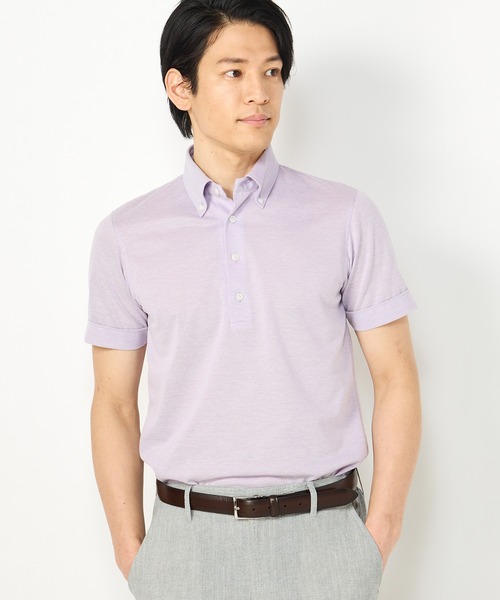 CROWDED CLOSET（クラウデッドクローゼット）の「【セオアルファ】鹿の子生地ボタンダウン ポロシャツ（ポロシャツ・メンズ・ライトグレー/パープル/ブルー・02/03/04）」の4枚目の写真