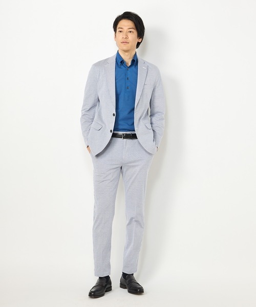 CROWDED CLOSET（クラウデッドクローゼット）の「【セオアルファ】鹿の子生地ボタンダウン ポロシャツ（ポロシャツ・メンズ・ライトグレー/パープル/ブルー・02/03/04）」の9枚目の写真