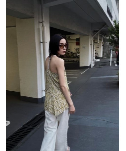 THROW by SLY（スローバイスライ）の「THROW SUMMER ROPE TOPS サマー ロープ トップス ゼブラ柄 キャミソール チュニック セットアップ可能（キャミソール・レディース・マルチ/ブラック・FREE）」の6枚目の写真