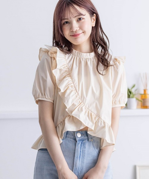clear（クリア）の「アシンメトリーフリルデザインブラウス≪2024SS≫（シャツ/ブラウス・レディース・ピンク/オフホワイト/ブラック/ベージュ・F）」の3枚目の写真