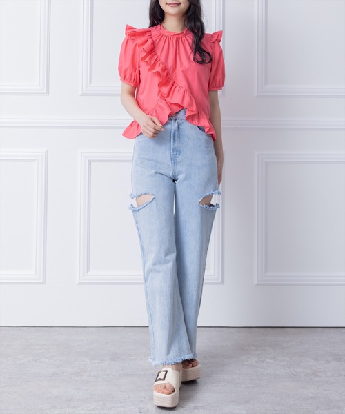 clear（クリア）の「アシンメトリーフリルデザインブラウス≪2024SS≫（シャツ/ブラウス・レディース・ピンク/オフホワイト/ブラック/ベージュ・F）」の17枚目の写真