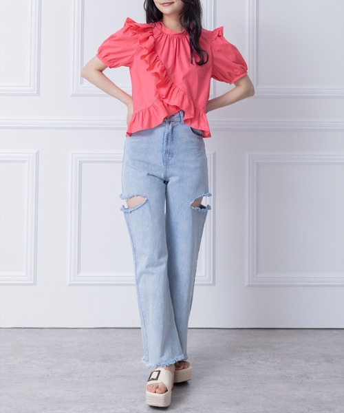 clear（クリア）の「アシンメトリーフリルデザインブラウス≪2024SS≫（シャツ/ブラウス・レディース・ピンク/オフホワイト/ブラック/ベージュ・F）」の18枚目の写真