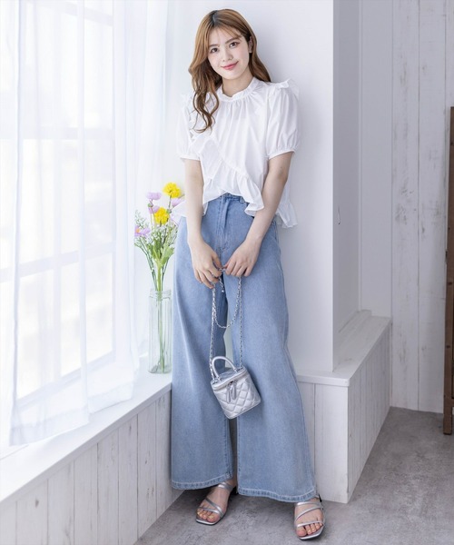 clear（クリア）の「アシンメトリーフリルデザインブラウス≪2024SS≫（シャツ/ブラウス・レディース・ピンク/オフホワイト/ブラック/ベージュ・F）」の5枚目の写真