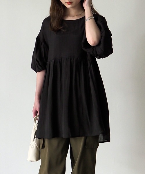 Riberry（リベリー）の「バルーンスリーブシアーブラウス（シャツ/ブラウス・レディース・オフホワイト/ブラック・MEDIUM）」の5枚目の写真