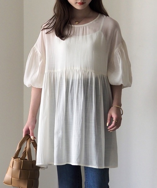 Riberry（リベリー）の「バルーンスリーブシアーブラウス（シャツ/ブラウス・レディース・オフホワイト/ブラック・MEDIUM）」の8枚目の写真